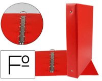 Carpeta liderpapel 4 anillas 40 mm redondas plastico folio color rojo