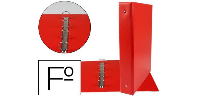 Carpeta liderpapel 4 anillas 40 mm redondas plastico folio color rojo