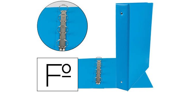 Carpeta liderpapel 4 anillas 40 mm redondas plastico folio color celeste