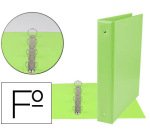 Carpeta liderpapel 4 anillas 40 mm redondas plastico folio color verde pistacho