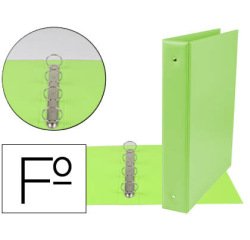 Carpeta liderpapel 4 anillas 40 mm redondas plastico folio color verde pistacho