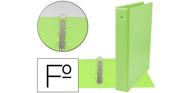 Carpeta liderpapel 4 anillas 40 mm redondas plastico folio color verde pistacho