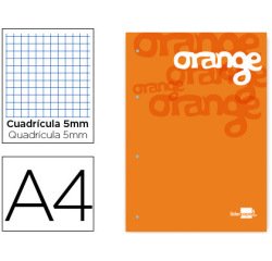 Bloc encolado liderpapel cuadro 5 mm naranja a4 natural100 hojas 100 g/m2