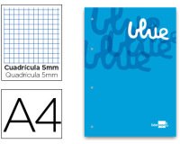 Bloc encolado liderpapel cuadro 5 mm azul a4 natural 100 hojas 100 g/m2
