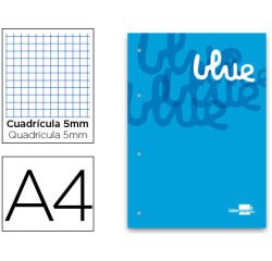 Bloc encolado liderpapel cuadro 5 mm azul a4 natural 100 hojas 100 g/m2