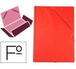 Carpeta liderpapel gomas tres solapas plastico folio color rojo