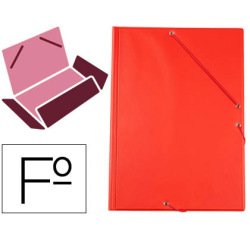 Carpeta liderpapel gomas tres solapas plastico folio color rojo