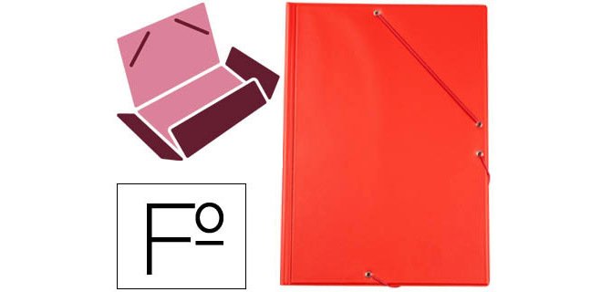 Carpeta liderpapel gomas tres solapas plastico folio color rojo