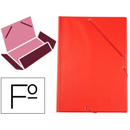 Carpeta liderpapel gomas tres solapas plastico folio color rojo