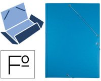 Carpeta liderpapel gomas tres solapas plastico folio color celeste