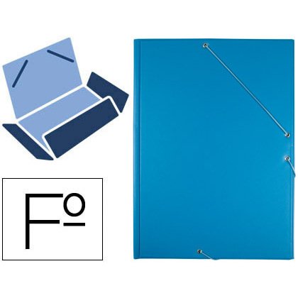 Carpeta liderpapel gomas tres solapas plastico folio color celeste
