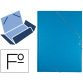Carpeta liderpapel gomas tres solapas plastico folio color celeste