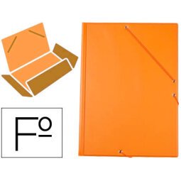 Carpeta liderpapel gomas plastico folio solapas color naranja