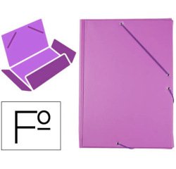Carpeta liderpapel gomas tres solapas plastico folio color lila