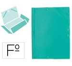 Carpeta liderpapel gomas tres solapas plastico folio color verde