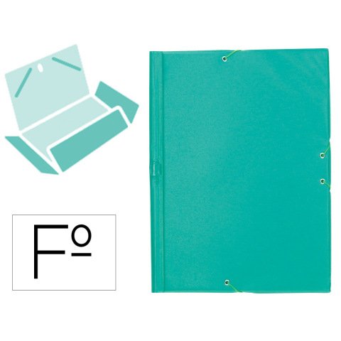 Carpeta liderpapel gomas tres solapas plastico folio color verde