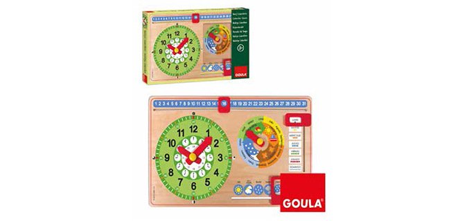 Juego Goula didáctico reloj calendario castellano