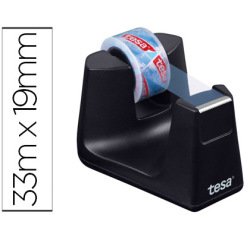 Portarrollo sobremesa tesa plastico easy cut smat para cintas de 33 mt color negro