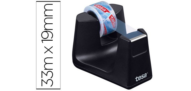 Portarrollo sobremesa tesa plastico easy cut smat para cintas de 33 m color negro