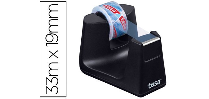 Portarrollo sobremesa tesa plastico easy cut smat para cintas de 33 mt color negro