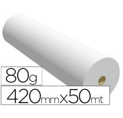 Papel reprografía para plotter 420 mm x 50 m 80 g impresión ink-jet