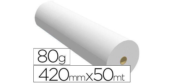 Papel reprografía para plotter 420 mm x 50 m 80 g impresión ink-jet
