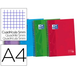 Bloc espiral oxford tapa extradura optik paper microperdin a4 120 h 50% hojas gratis cuadros 5 mm con 3 separadores