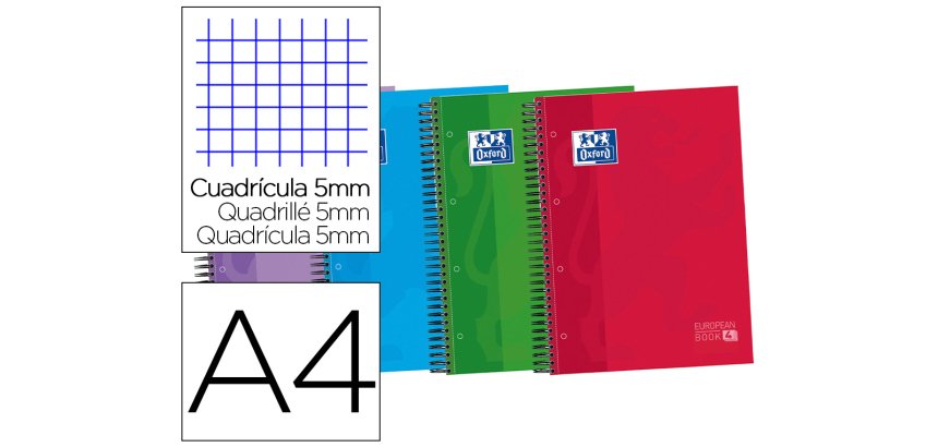 Bloc espiral oxford tapa extradura optik paper microperdin a4 120 h 50% hojas gratis cuadros 5 mm con 3 separadores