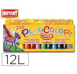 Tempera solida en barra playcolor escolar caja de 12 colores surtidos