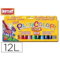 Tempera solida en barra playcolor escolar caja de 12 colores surtidos