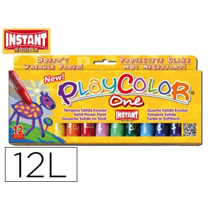 Tempera solida en barra playcolor escolar caja de 12 colores surtidos