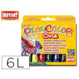 Tempera solida en barra playcolor escolar caja de 6 colores surtidos