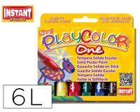 Tempera solida en barra playcolor escolar caja de 6 colores surtidos