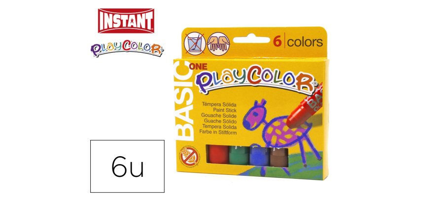 Tempera solida en barra playcolor escolar caja de 6 colores surtidos