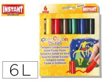 Tempera solida en barra playcolor pocket escolar caja de 6 colores surtidos