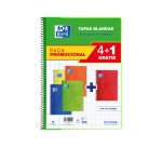 Bloc espiral oxford tapa blanda folio 80 hojas 90gr cuadro 4 mm colores vivos pack de 4+1