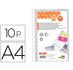 Recambio fundas liderpapel din a4 para tarjetero bolsa de 10 hojas capacidad 20 tarjetas por hoja