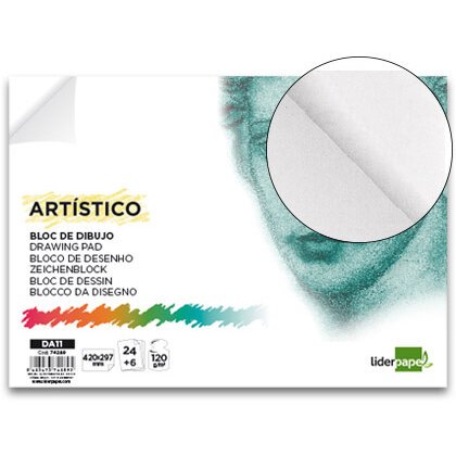 Bloc dibujo liderpapel artistico encolado 297x420 mm 30 hojas 120g/m2 sin recuadro