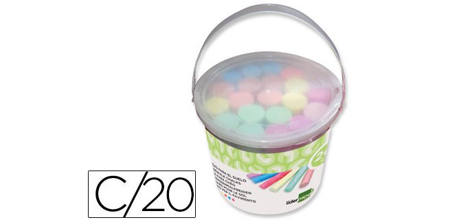 Tiza color liderpapel para suelo cubilete de 20 unidades colores surtidos