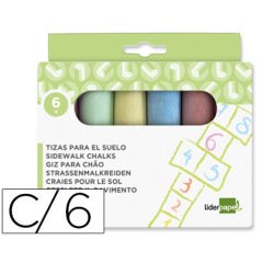 Tiza color liderpapel para suelo caja de 6 unidades colores surtidos