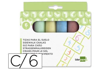Tiza color liderpapel para suelo caja de 6 unidades colores surtidos