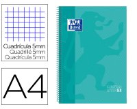 Bloc espiral oxford tapa extradura microperforado din a4 80 hojas cuadros 5 mm color menta hielo