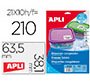 Etiqueta adhesiva apli 12328 tamaño 63,5x38,1 mm para congelados caja con 10 hojas a4 blancas directiva europea