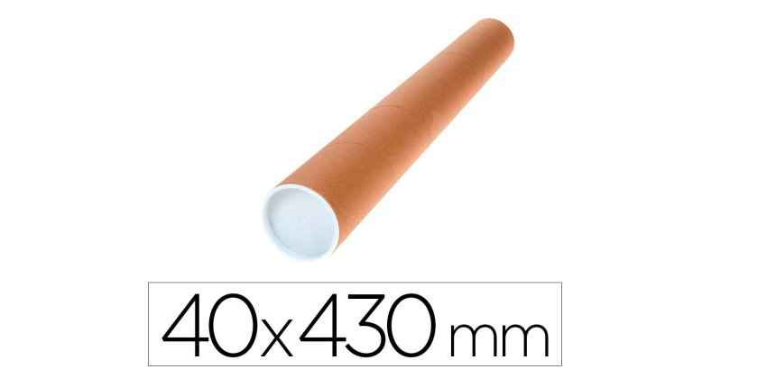 Tubo de carton q-connect portadocumentos cartoncillo encolado reciclado 1,8 mm con 2 tapas de plastico 40x430 mm