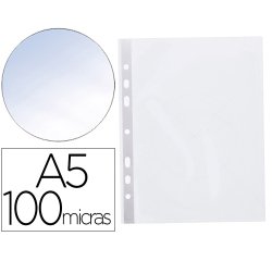 Funda multitaladro q-connect din a5 100 mc cristal 6 taladros