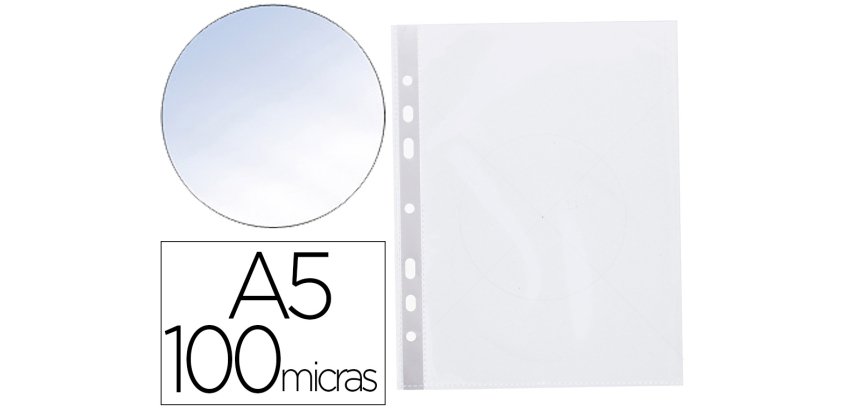 Funda multitaladro q-connect din a5 100 mc cristal 6 taladros