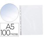 Funda multitaladro q-connect din a5 100 mc cristal 6 taladros bolsa de 10 unidades