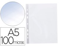 Funda multitaladro q-connect din a5 100 mc cristal 6 taladros bolsa de 10 unidades