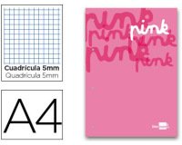 Bloc encolado liderpapel cuadro 5 mm rosa a4 natural 100 hojas 100 g/m2