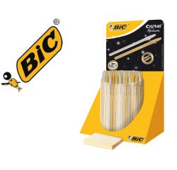 Boligrafo bic cristal linea celebration dorado y plateado expositor de 40 unidades surtidas